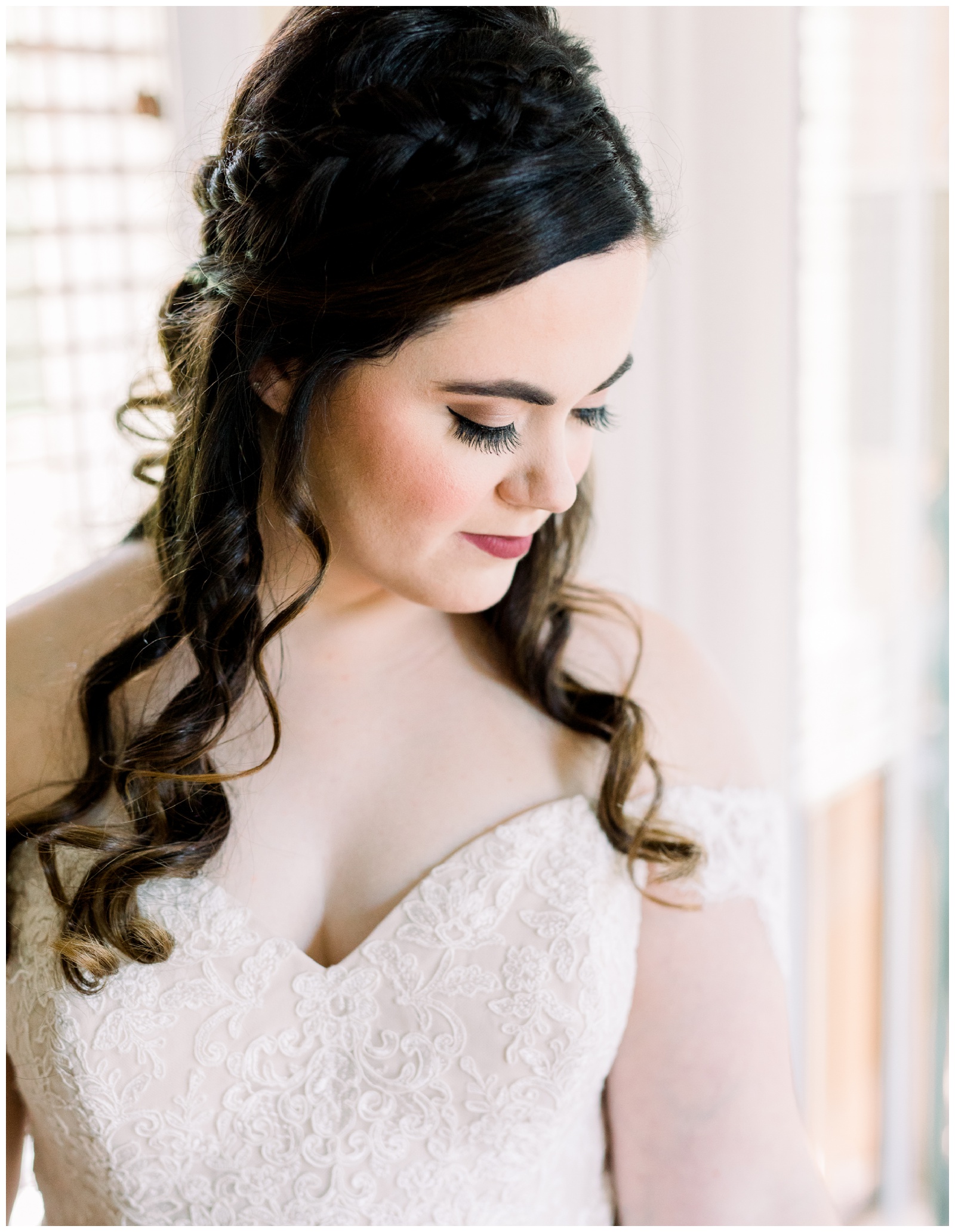 bride looking down, Atlanta GA wedding photographer