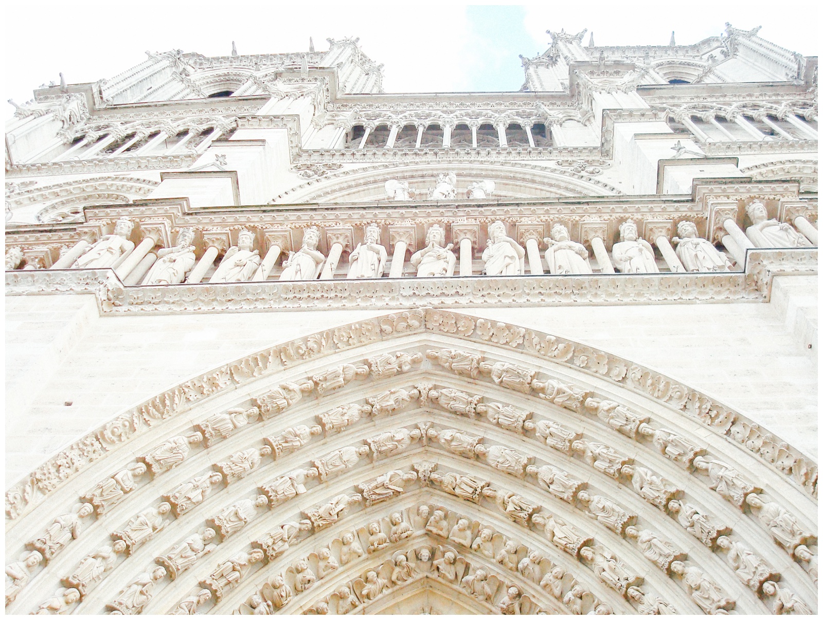looking up at Notre Dame Cathedral, Paris, France