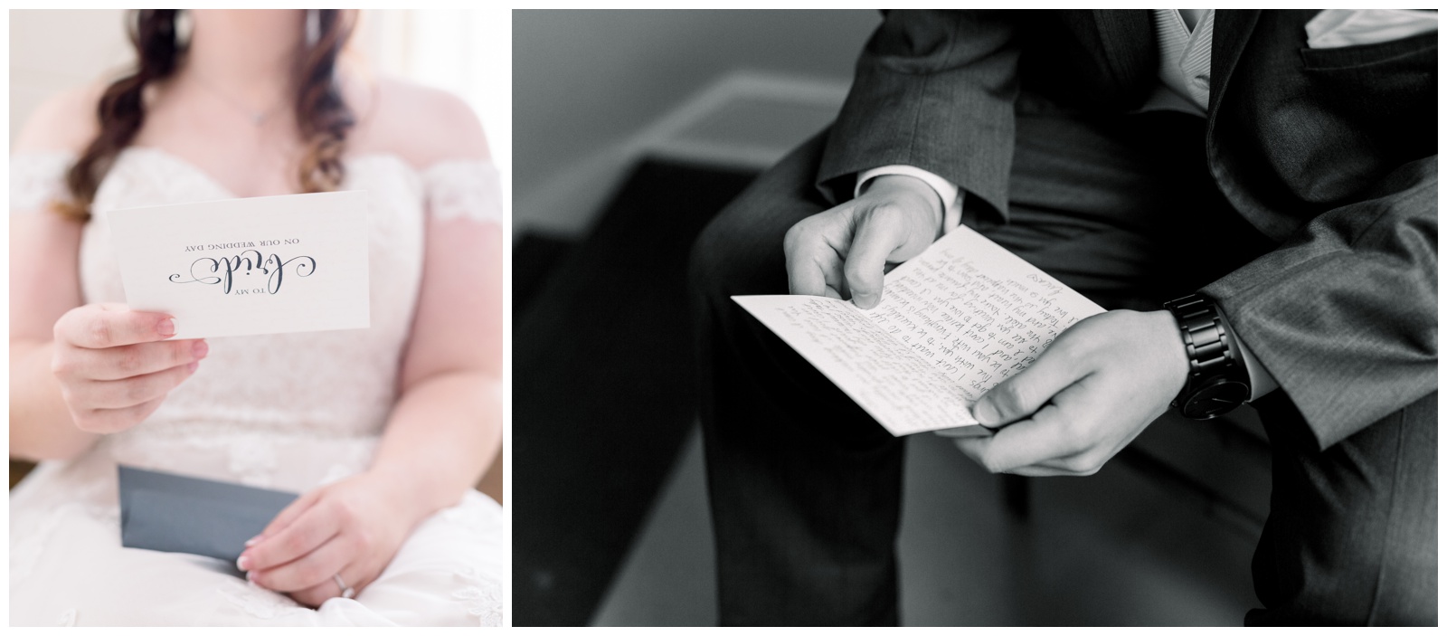 bride and groom reading notes, atlanta ga wedding photographer