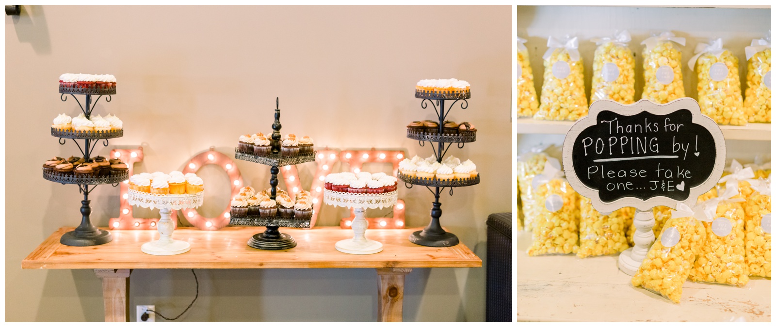 cupcake table, popcorn favors, atlanta ga wedding photographer