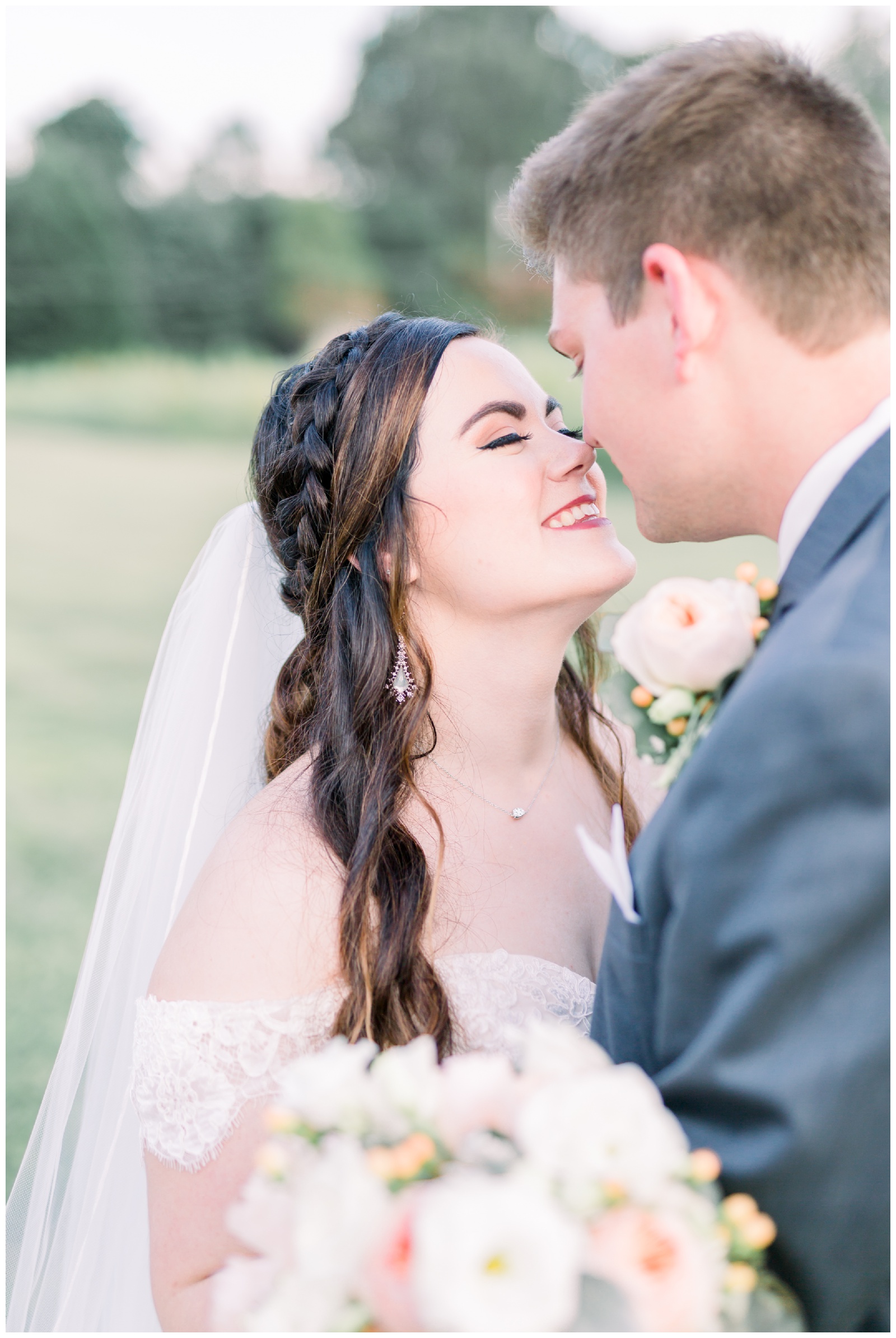 bride and groom touching noses, atlanta ga wedding photographer