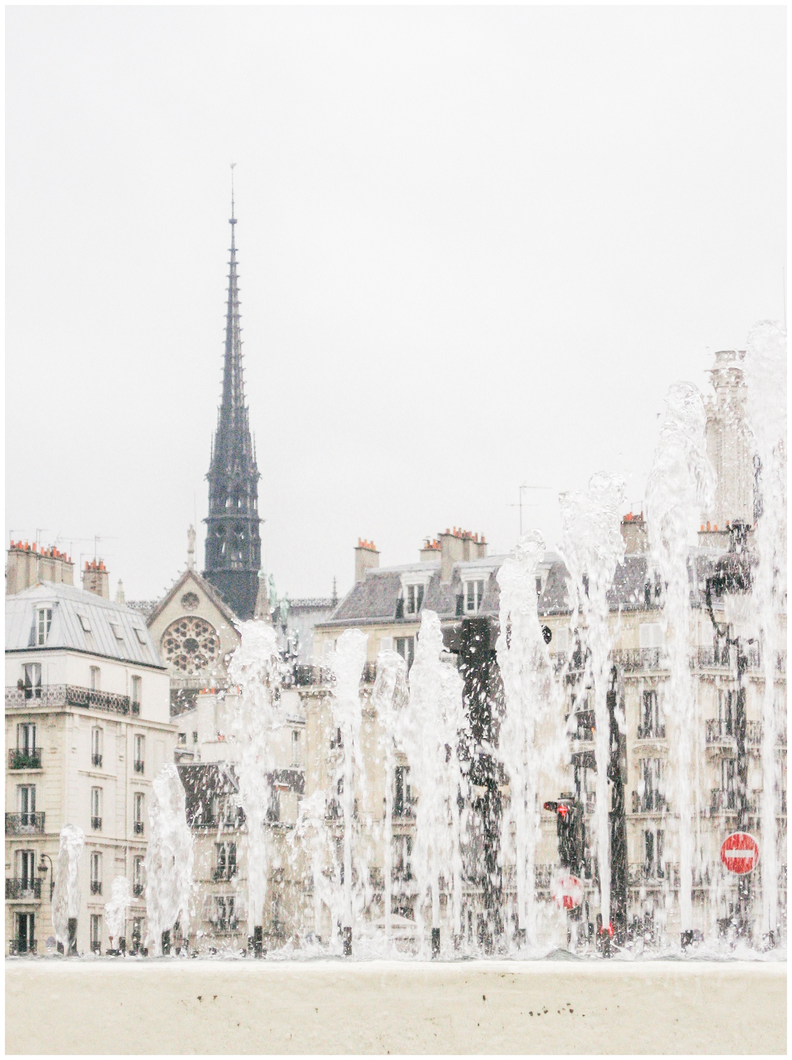 Spire of Notre Dame, fountain, Paris, France