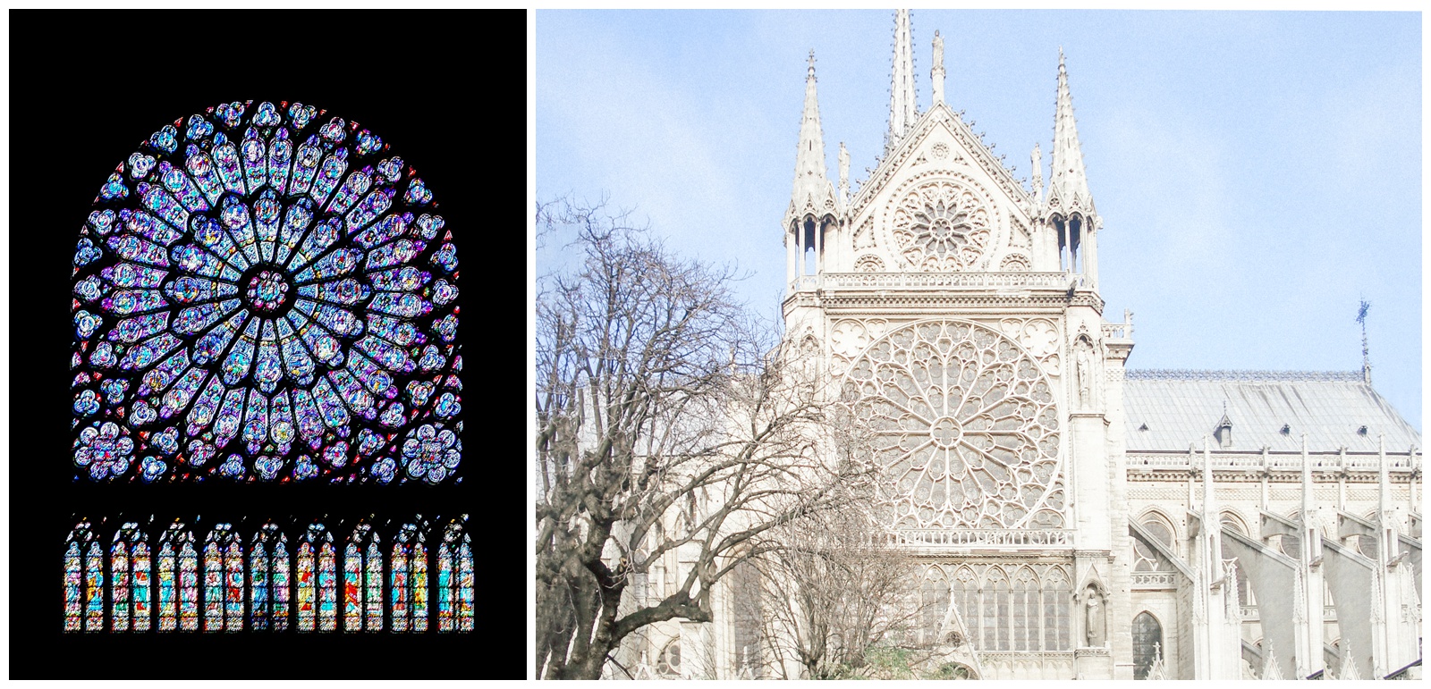Stained glass, rose window, Notre Dame Cathedral, Paris, France