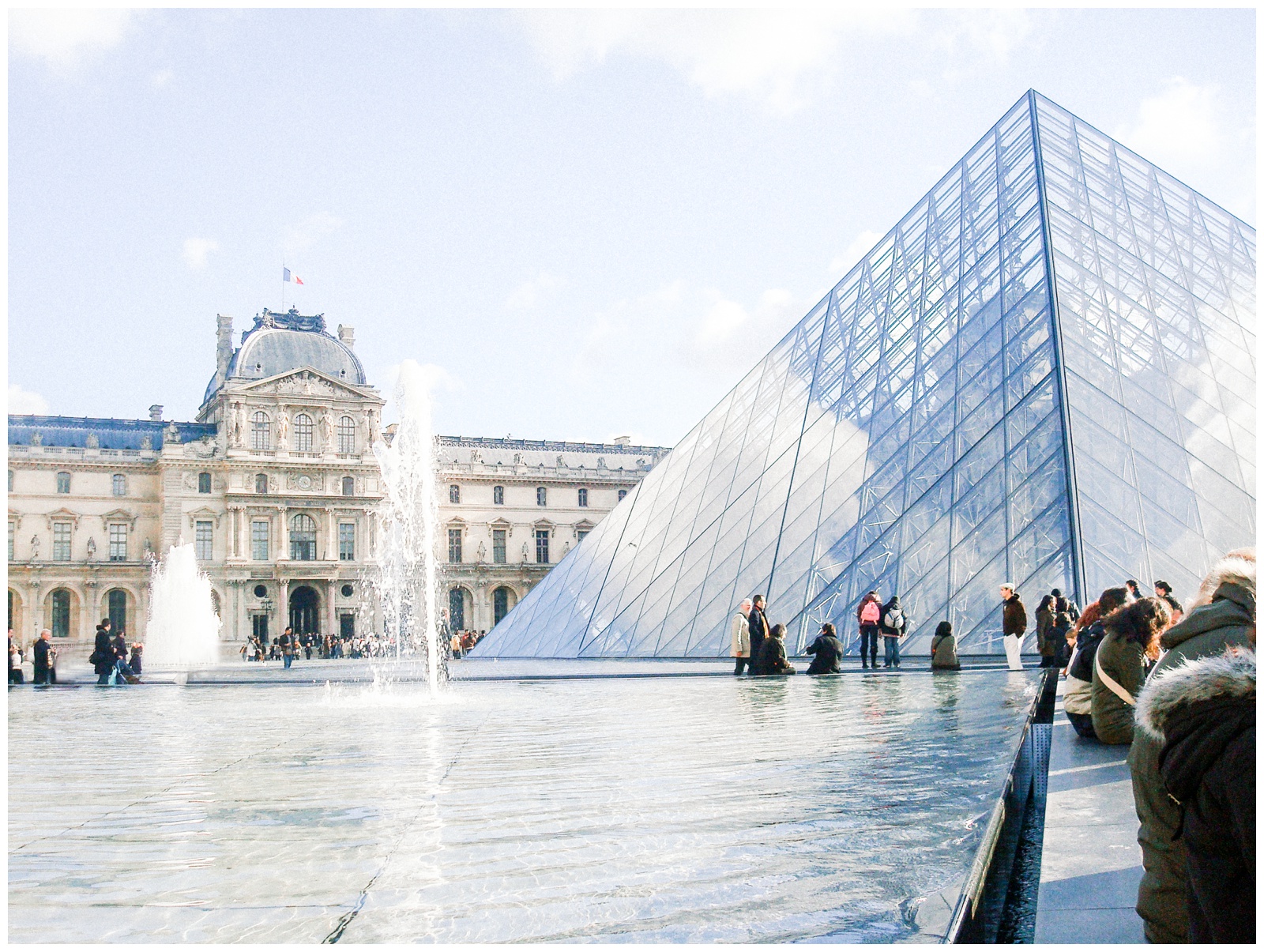 exterior of the Louvre, glass pyramid, Paris, France