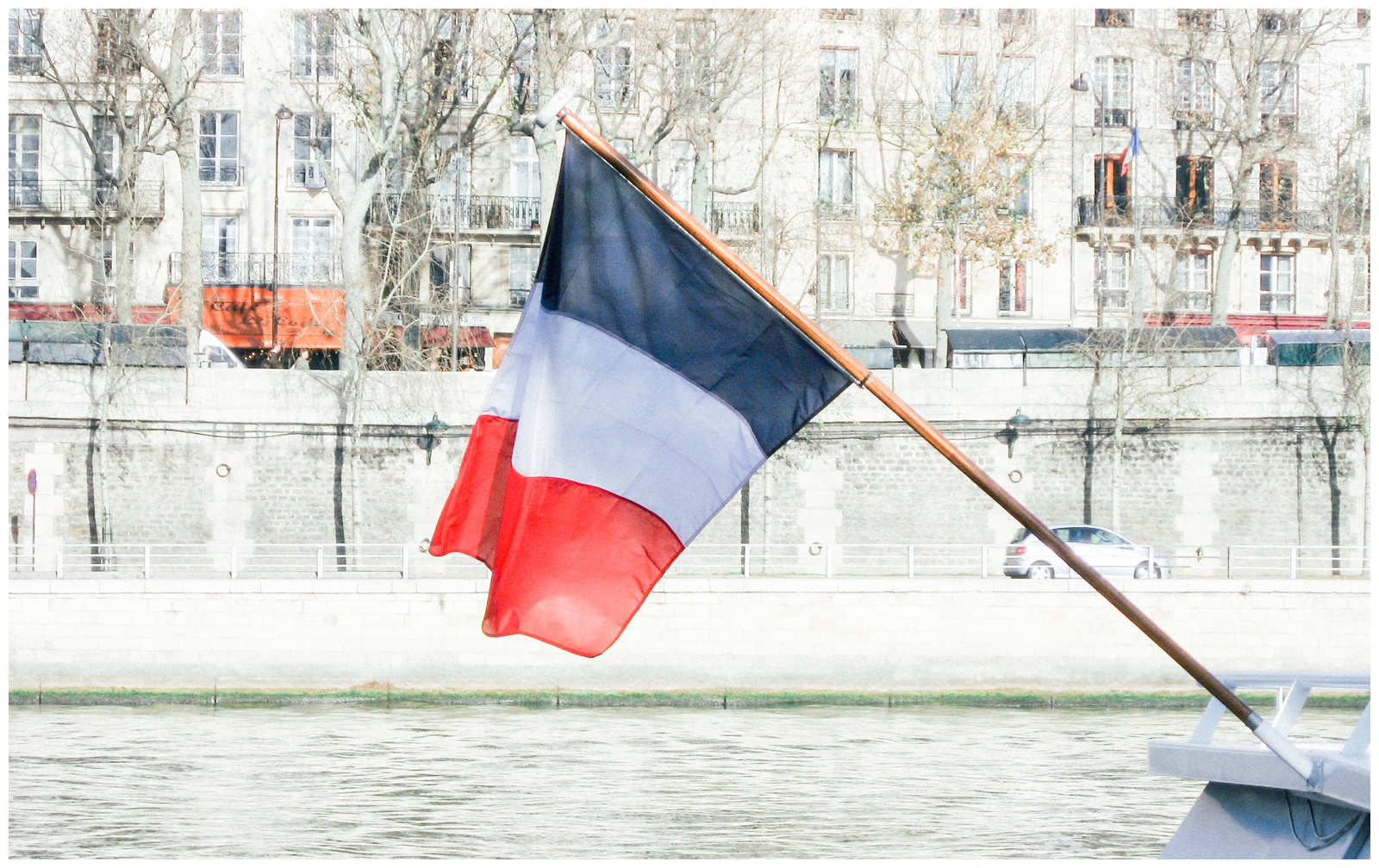 French Flag on boat, Paris, France